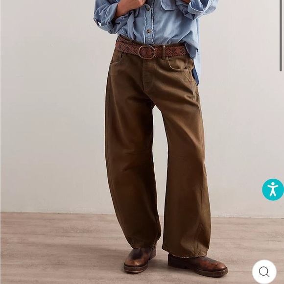 Free People We The Free Good Luck Coated Mid Rise Barrel Jean Vegan Sz 24 NEW - Picture 1 of 13